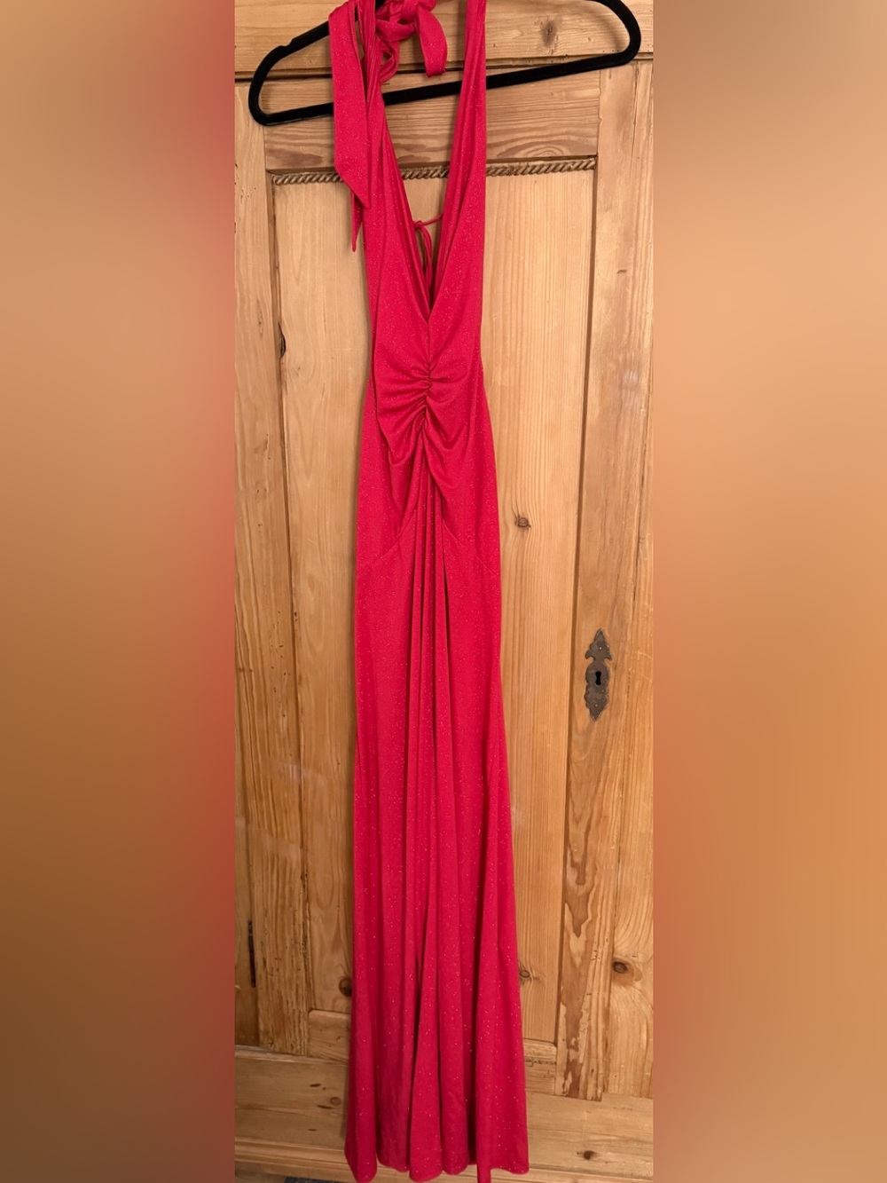 Lucy in the Sky Sparkling Red Halter Maxi Dress